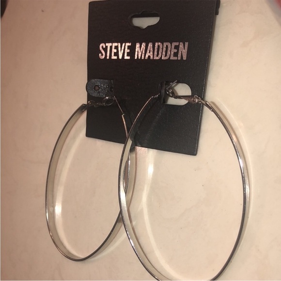 Steve Madden Silver Hoop Earrings - Picture 2 of 3
